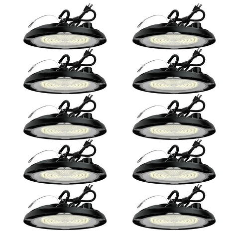 LED High Bay Light 150W 10 Pack With 22500 Lumens Two Color Temperature 4000K/5000K 5 Foot Cable And US Plug IP65 Waterproof