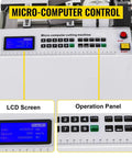 YS-100 Auto Heat Shrink Tube Cutter Machine With 350W Power And Micro Computer Control System featuring LCD screen and operation panel.