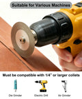 Pro Grade 3 Pack 60Mm Diamond Cutting Discs With Quarter Inch Shank Mandrel And Screwdriver For Rotary Drills cutting ceramic tile.