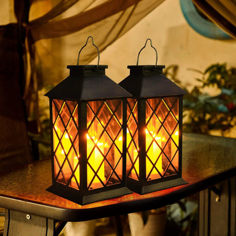 Outdoor Solar Lanterns Hanging Lantern PVC Waterproof 3 LED Flickering Flameless Candles For Patio Garden Table Decor Party 1 Pack With Easy S Hook Upgrade For Lit Night Ambiance