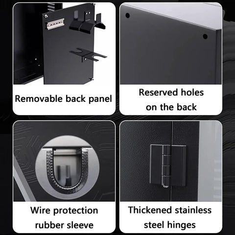 EV Charger Station Box Weatherproof Electric Vehicle Wall Protector With Combo Lock Anti Theft Galvanized Steel detailing removable back panel and hinges