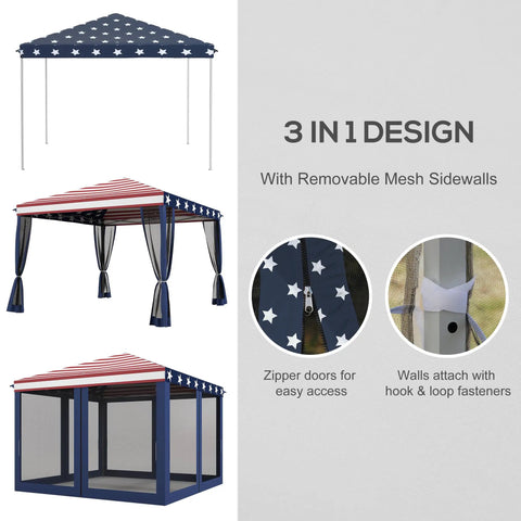 10x10 Pop Up Canopy Tent With Netting No Fuss Instant Gazebo Screen Room For Outdoor Patio Garden Camping Carry Bag Included