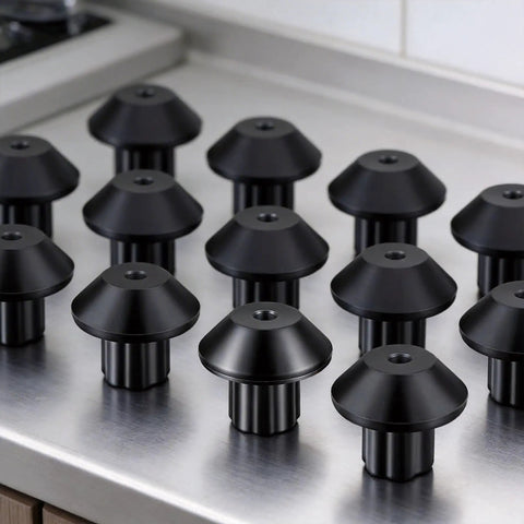 16 Piece Stove Grate Rubber Feet Set 5304475129 Replacement for Gas Ranges displayed on kitchen surface