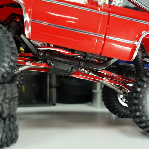 Aluminum High Clearance Links For TRX4M High Trail K10 F150 RC Crawler, CNC Anodized For Tough Durability, Lightweight At 19g, Red Finish Upgrade, Beefed Up Clearance For Smoother Climbing And Obstacle Conquering, red TRX4M undercarriage