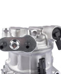 Premium AC Compressor Assembly With Clutch Fits Chevy Cruze Eco Lt Ltz Sedan 1.4 Liter Turbo Engine 2012 To 2016, top view with ports.