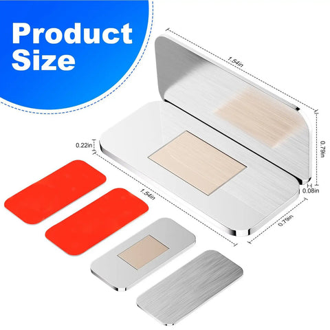 Magnetic Cabinet Door Catch Pack 16 No Drill Ultra Thin 3mm Stainless Steel Adhesive Latch dimensions and components view