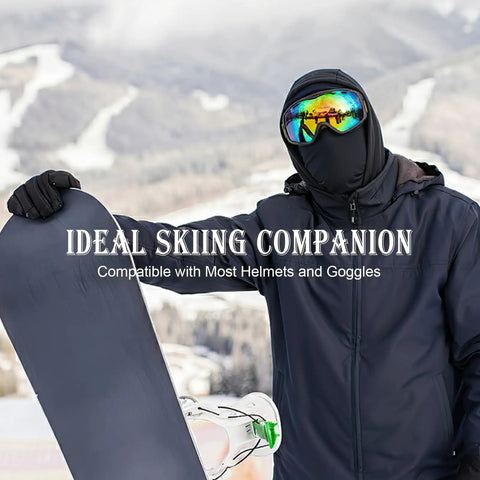 Snowboarder wearing 6 Pack Ride Ready Lightweight Full Face Ski Masks Balaclavas For Men And Women, UV Protection.