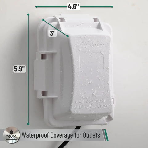 Outdoor Weatherproof 1 Gang Electrical Outlet Cover Plug In 120V AC Durable White Plastic Built Tough All Weather Protection