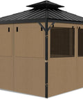 10x12 Gazebo Curtains With Mosquito Mesh Window Four Panels Side Wall Zipper 2 In 1 Privacy No Fuss Universal Replacement