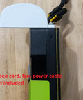 Top Shelf Graphic Card Blower Shroud Conversion Kit For Server Gpu Boards visible from the side with cable connections and white cap