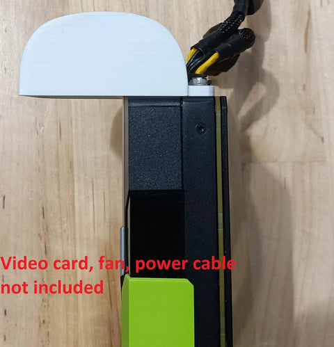 Top Shelf Graphic Card Blower Shroud Conversion Kit For Server Gpu Boards visible from the side with cable connections and white cap