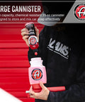 Person pouring soap into 35 oz canister of Foam Gun Car Wash Sprayer For Garden Hose No Pressure Washer Needed Quick Easy