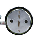End view of Stainless Steel 1/4 Inch Electric Solenoid Valve 24VDC Normally Closed With Viton Seals, showing arrow and markings.