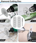 Diamond cutting disc kit for Dremel rotary tools, 45 pcs with 6 mandrels; for glass, stone, marble, gemstone.