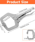 Two Pack 11 Inch Locking C Clamp Set, Heavy Duty Locking Pliers With Adjustable Jaws, Wide 3.4 Inch Opening, Metal Face Clamps