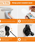 Four-step installation of Six Piece Appliance Cord Organizer Kit For Kitchen Cords Stick On Cord Wraps For Mixer Air Fryer