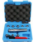 R8 Shank ER16 Collet System 8 Piece Set With 3 Thirty Second Inch To 3 Eighths Inch Collets Includes 1 Wrench In A Fitted Box Self Releasing Design For Pro Grade High Concentricity And Heavy Duty Clamping For End Mills Drills Reamers.