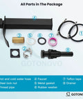 Package contents of Waterfall Tall Bathroom Faucet With 1 Hole Single Handle 304 Stainless Steel Vessel Sink Faucet Matte Black No Splash Pop Up Drain Modern Lavatory Mixer Tap For Minimalist Homes, including faucet, hoses, and fittings.