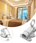 Self Closing Aluminum Alloy Door Latch Spring Bounce Gate Safety Lock in silver, close-up detail showcasing mount design.