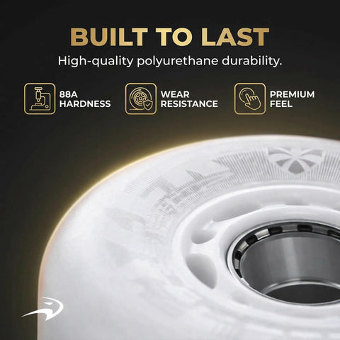 Close-up of LazerWheelz Light Up Inline Skate Wheel with 80mm 88A hardness, showcasing polyurethane material and durability.