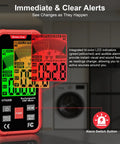 3-In-1 EMF Meter Portable RF EF MF Detector For Home And Office, red handheld meter with tri-color alerts and alarm switch