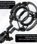 Universal Microphone Shock Mount With Pop Filter And Clip Holder, Anti Vibration Suspension, durable ABS construction, black.