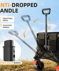 Collapsible Wagon Cart With 220L Capacity Ultra Lightweight 15Lb Foldable Garden Cart with telescopic handle adjustment