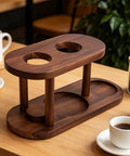 Snag This Fresh Solid Wood Pour Over Coffee Station To Level Up Your Daily Brew Game Featuring An Elevated Brewing Platform And Rock Solid Display Rack For Prime Home Office Vibes, wooden coffee display rack with cup holders.
