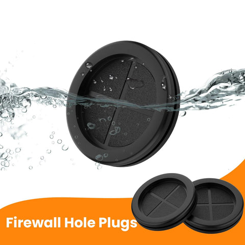 Rubber Grommets 2-1/8 In ID, 2-1/2 In Drill Hole, Double-Sided Wire Protection Plugs with water resistance feature displayed.