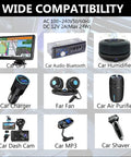 Wide compatibility graphic for Tailgate Ready AC To DC Converter With Standard Cigarette Lighter Socket Portable 12 Volt Power Adapter.