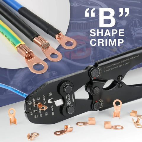 Open Barrel Lug Crimping Tool For Battery Cables Pro Grade Heavy Duty B Type Crimper For AWG 13 To 3 Lead Free OEM Terminals