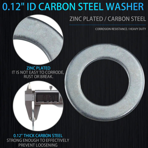 Close-up of zinc-plated carbon steel washer with measurements for Two Pack Trailer Nut Kit For One Inch Spindle Shaft With Can Am Castle Nuts.