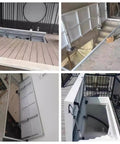 Heavy Duty Hidden Floor Access Panel Hatch Camouflaged Cellar Door For Concealed Basement Entry angled view showing open and closed positions.