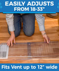Person adjusting Air Under Furniture Magnetic Vent Extender Heavy Duty Premium Material Adjustable From 17 To 33 Inches Long