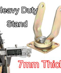 Heavy Duty Swivel Caster Wheels 2 Pack Built Tough With Smooth Riding Rubber Tires And Secure Lock Brakes Rock Solid Shock Absorbing Cart Rollers Including All Required Bolts, 7mm thick heavy duty stand with measurement.