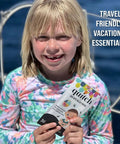 Child holding Mosquito Bite Relief Patch For Kids With Aloe And Witch Hazel Fast Itch Relief Hydrocolloid Insect Bite Treatment.