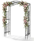 Metal Garden Arch Trellis For Climbing Plants, Durable Iron Garden Arbor With Long Ground Stakes, Outdoor Wedding And Party Decor