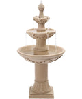 Three Tier Outdoor Water Fountain Cascade For Patio And Yard, Large Floor Standing Resin Bubbler With Pump, 48 Inch Tall Water Feature