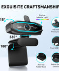 Crisp 1080P Webcam With Bangin Mic And Slick RGB Glow For Seamless Streaming showing adjustable privacy cover and swivel design.