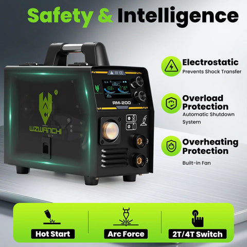 200 Amp Aluminum MIG Welder Dual Voltage 110V And 220V Beefy 5 In 1 Multiprocess Welder with LED Display and safety features