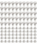 Rivet And Screw Kit 50 Sets M4 Stainless Steel Flat Head Fasteners For Leather Craft DIY Repairs Binding And Decorative Projects 100 Pieces Total Ready For Any Hardware Hack, 50 sets laid out