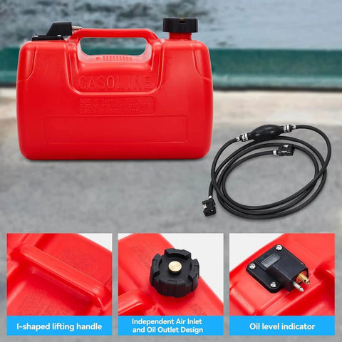 Portable Boat Gas Tank 3 Gallon 12L With Transfer Hose And Gauge For Outboard Engine Yacht And Fishing Boat Durable Marine Tank