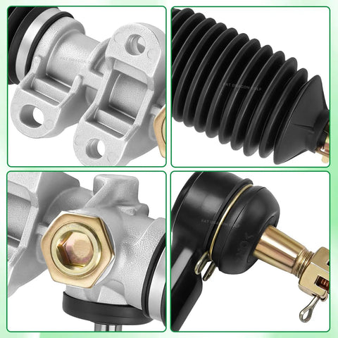 Close-up of EZGO RXV Steering Rack Assembly For 2008-Up Golf Cart Gas Or Electric, with ball joints and latch details