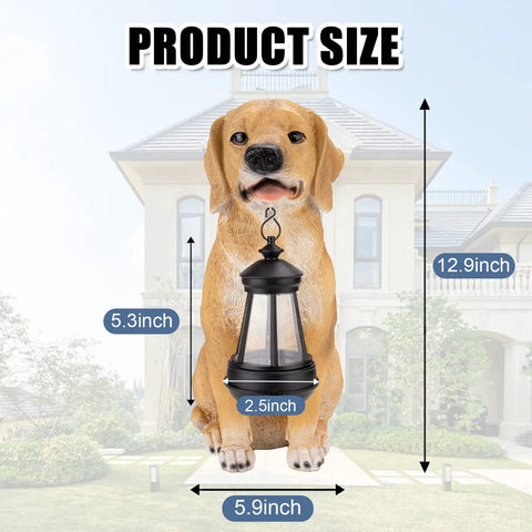 Golden Retriever Solar Dog Statue For Outdoor Decor With Lantern Lights Backyard Lawn Yard Art Weatherproof Garden Ornament