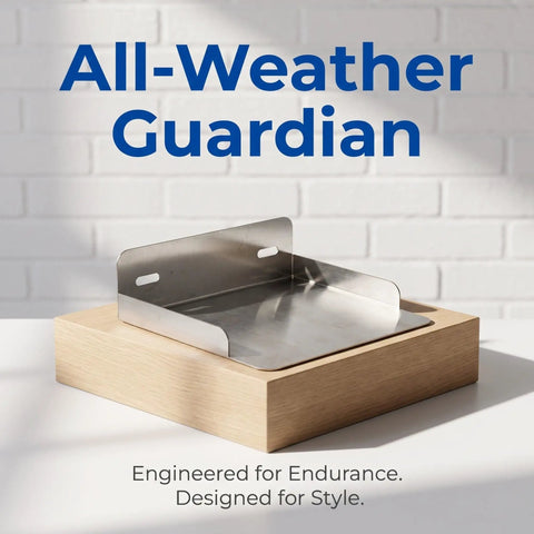 Heavy Duty Stainless Steel EV Charger Box Cover Weatherproof Charging Station Shield on wooden base, designed for outdoor use.