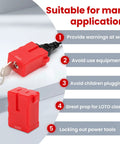 Electrical Plug Lockout Device For US 2 And 3 Prong Plugs Key Retaining Safety Lock 2 Pack OSHA LOTO Compliant in use
