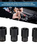 Image showing a 5 Piece Twist Socket Set With Beefy Locking Wheel Nut Remover, Half Inch Drive Includes 17mm 19mm 21mm 22mm Sockets