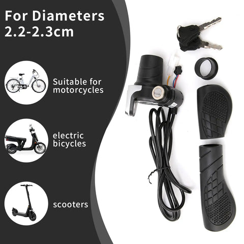 36V Twist Grip Throttle With LCD Power Display And Key Lock, Universal Fit For E Bikes Scooters And Motorcycles, products shown