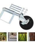 Heavy Duty Gate Caster Set With Spring Loaded Shock Absorbing Wheel For Gates And Fences, 75Kg Load Capacity, shown in parts