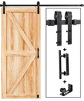 6 Ft Sliding Barn Door Hardware Kit With Track And J Pulley Ball Bearing Rollers for 30-36 Inch Wide Single Doors